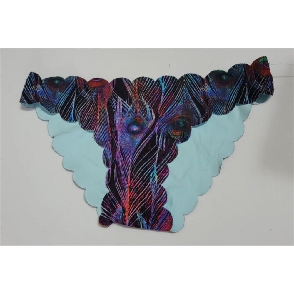 NWOT Pilyq Girls 10 Rainbow Feather Reversible Peacock Bikini Swim Bottom 113950